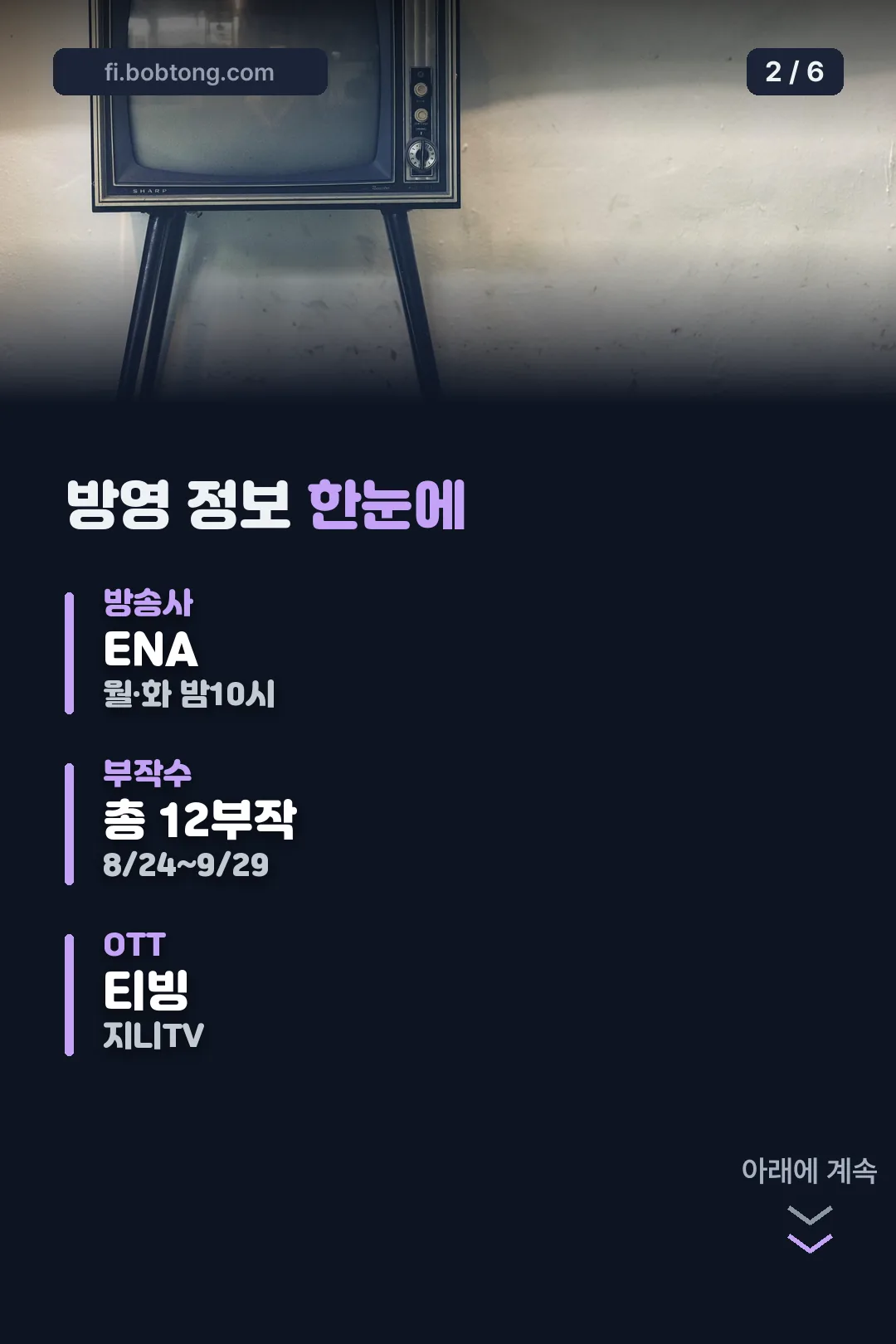방영 정보 요약표